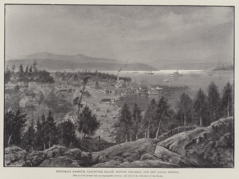 Esquimalt Harbour, Vancouver Island, British Columbia, Vår nye marinestasjon (gravering) av English School