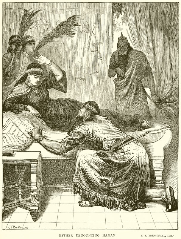 Esther fordømmer Haman av English School