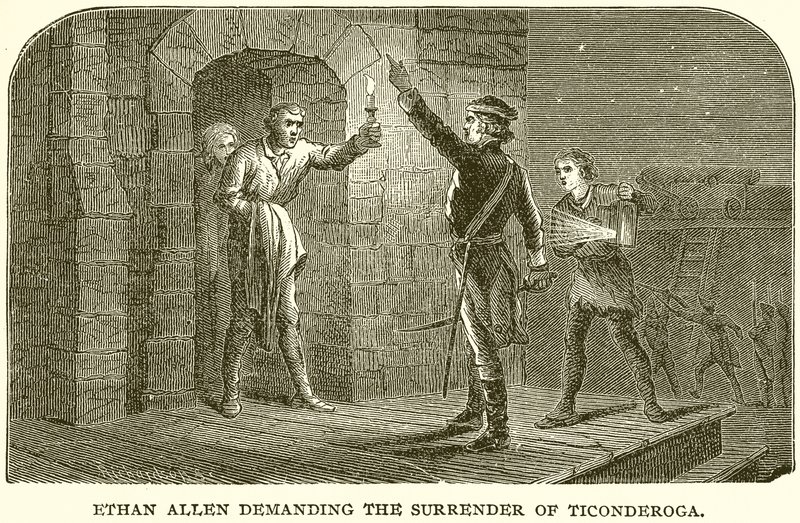 Ethan Allen krever overgivelse av Ticonderoga av English School