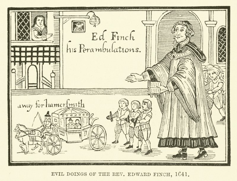 Onde gjerninger til pastor Edward Finch, 1641 av English School