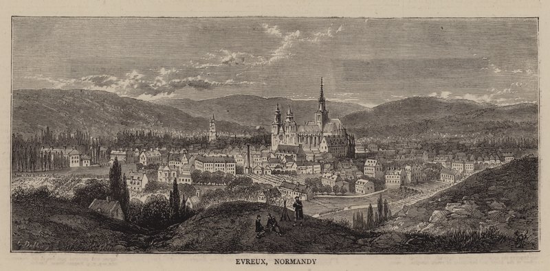 Evreux, Normandie (gravering) av English School