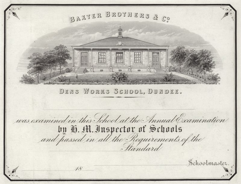 Eksamensbevis fra Dens Works School av English School