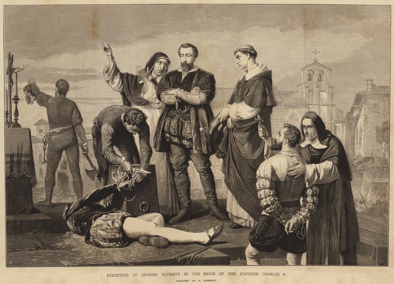 Henrettelse av spanske patrioter under keiseren Charles V av English School