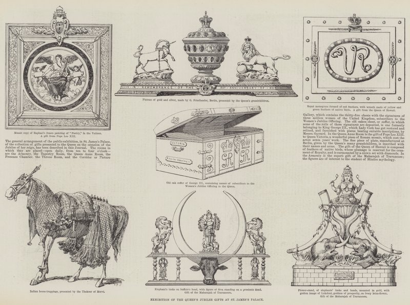 Utstilling av dronningens jubileumsgaver ved St James