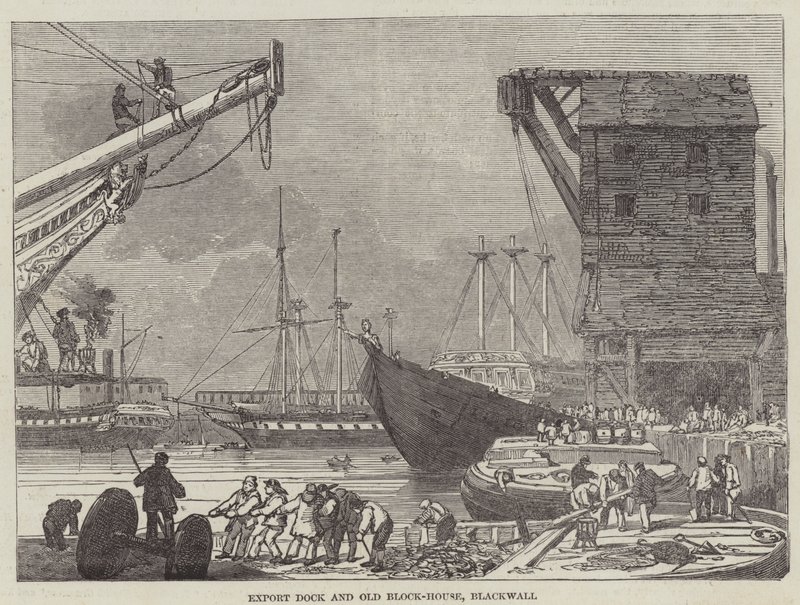 Eksporthavn og gammelt blokkhus, Blackwall (gravering) av English School