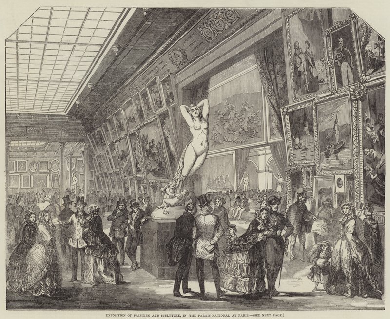 Utstilling av maleri og skulptur, i Palais National i Paris (gravering) av English School