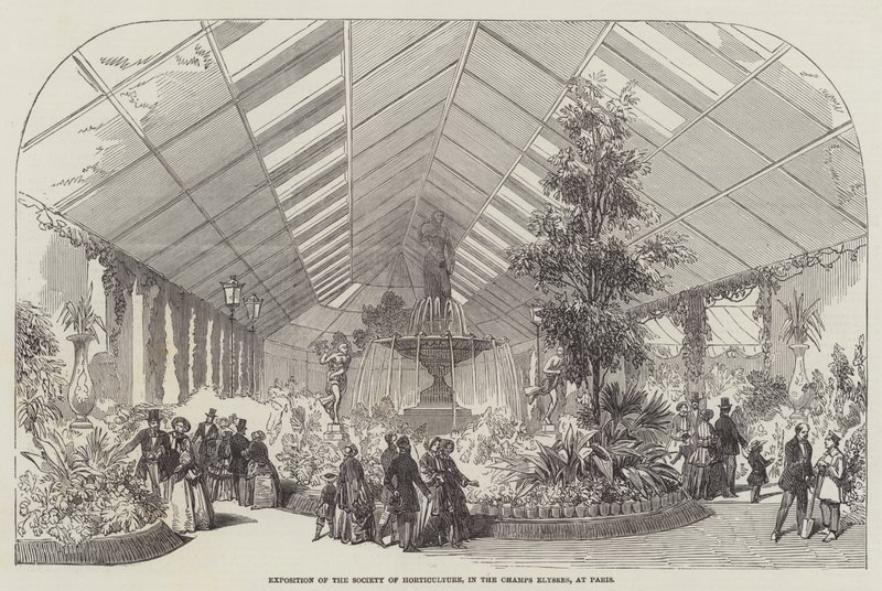 Utstilling av Society of Horticulture, i Champs Elysees, i Paris av English School