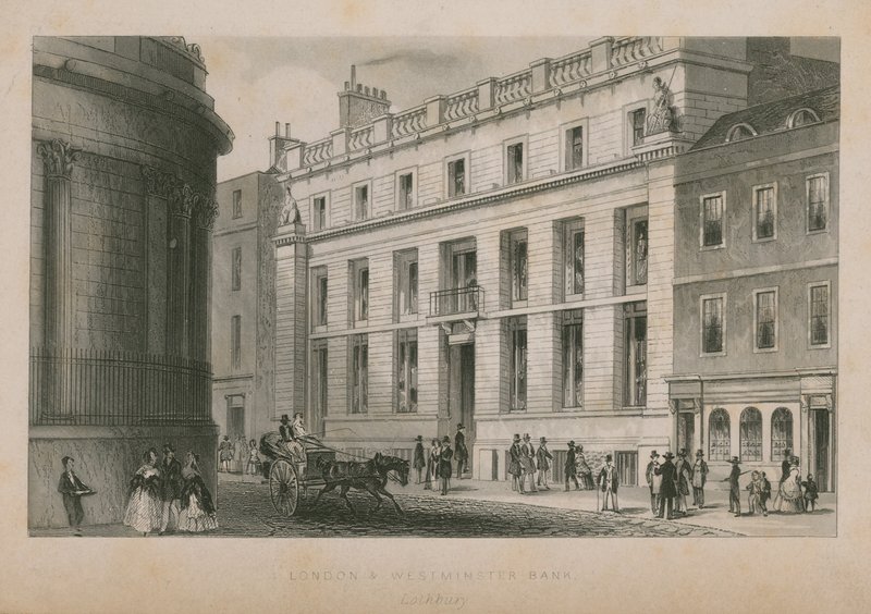Eksteriør av London og Westminster Bank av English School