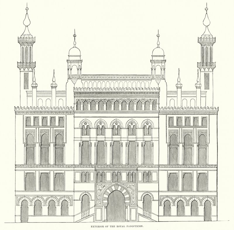 Eksteriør av Royal Panopticon (gravering) av English School