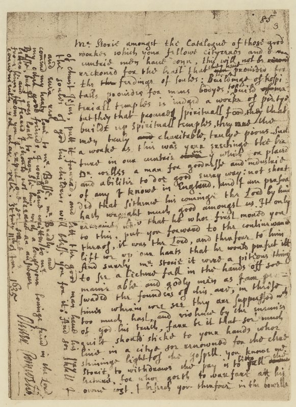Faksimile av brev fra Oliver Cromwell til Mr Storie, datert St Ives av English School