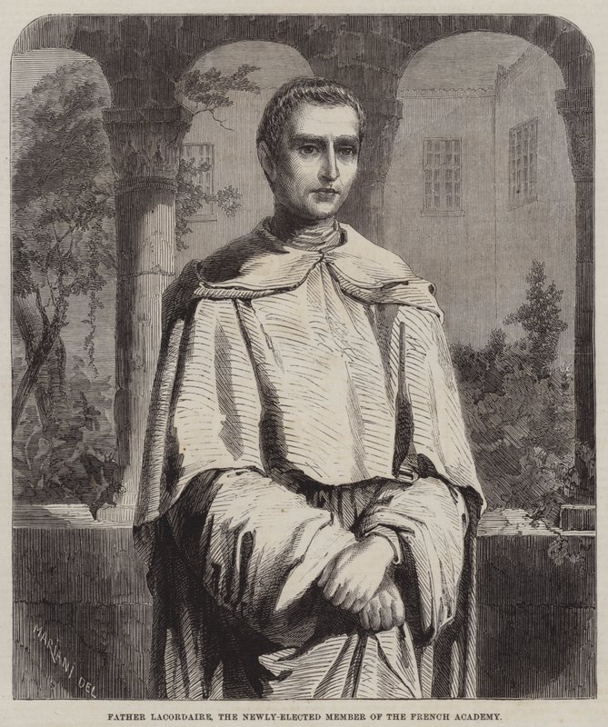Fader Lacordaire, det nyvalgte medlemmet av det franske akademiet (gravering) av English School