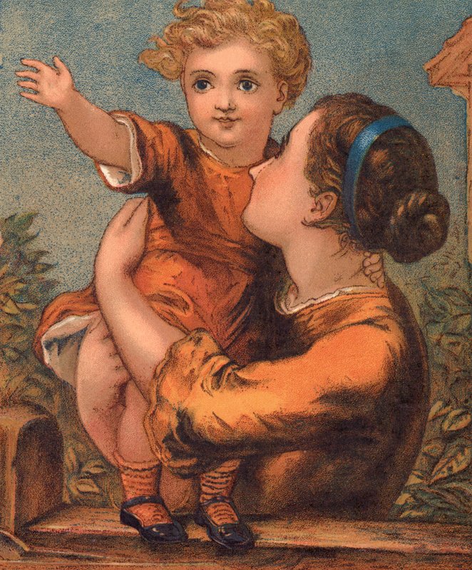"Far kommer!" (farge litho) av English School