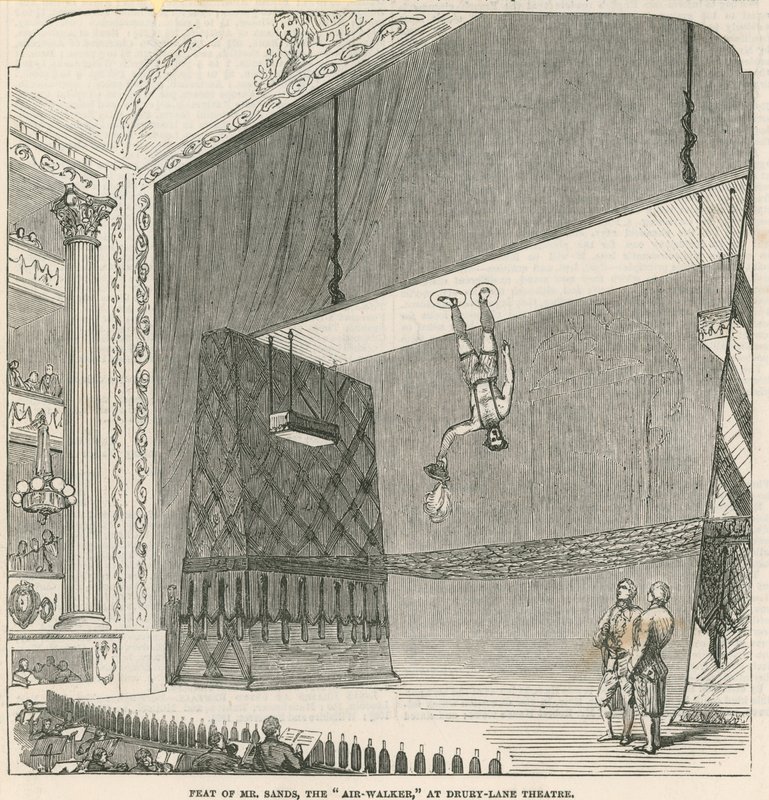 Bragd av Mr Sands, Air-Walker, på Drury Lane Theatre, London av English School