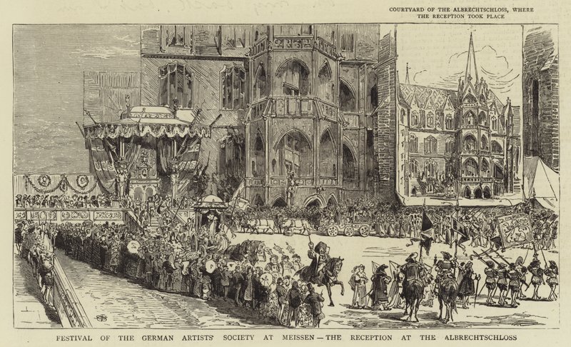 Festival for det tyske kunstnerselskapet i Meissen, resepsjonen på Albrechtschloss (gravering) av English School