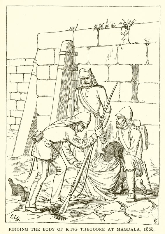 Finne liket til kong Theodore i Magdala, 1868 av English School