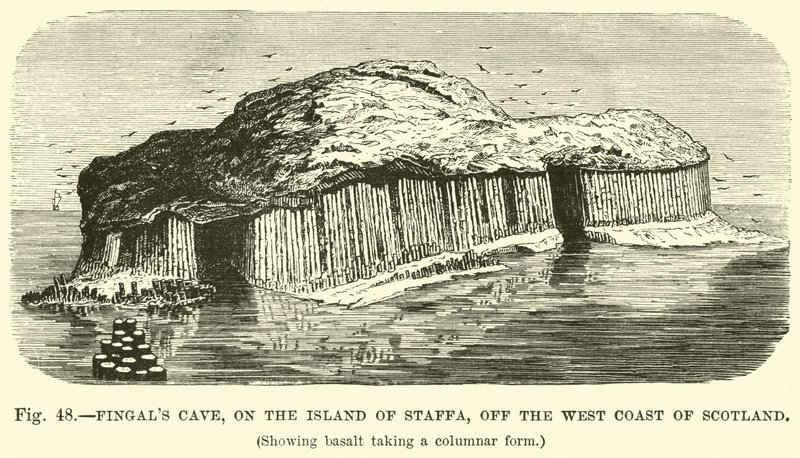 Fingals Cave, på øya Staffa, utenfor vestkysten av Skottland av English School