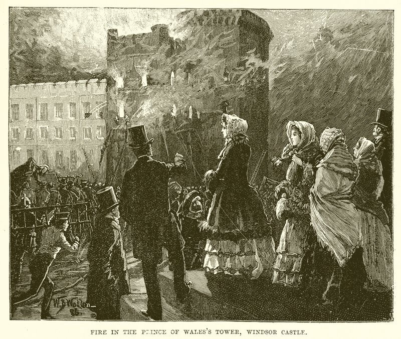 Brann i Prince of Wales Tower, Windsor Castle av English School