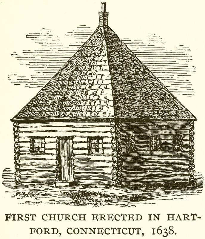 First Church reist i Hart-Ford, Connecticut, 1638 av English School