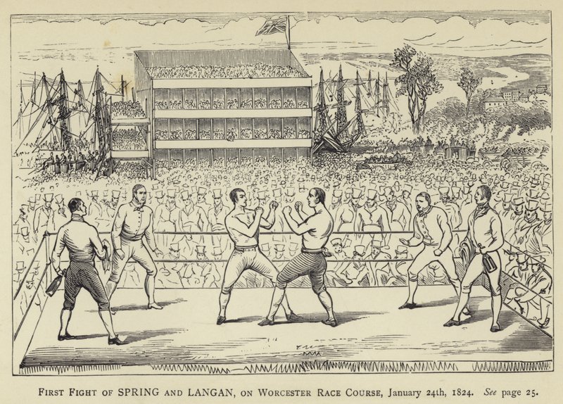 First Fight of Spring og Langan, på Worcester Race Course, 24. januar 1824 av English School