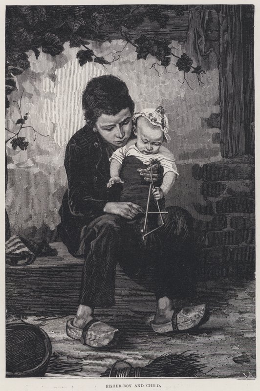Fisher Boy and Child (gravering) av English School