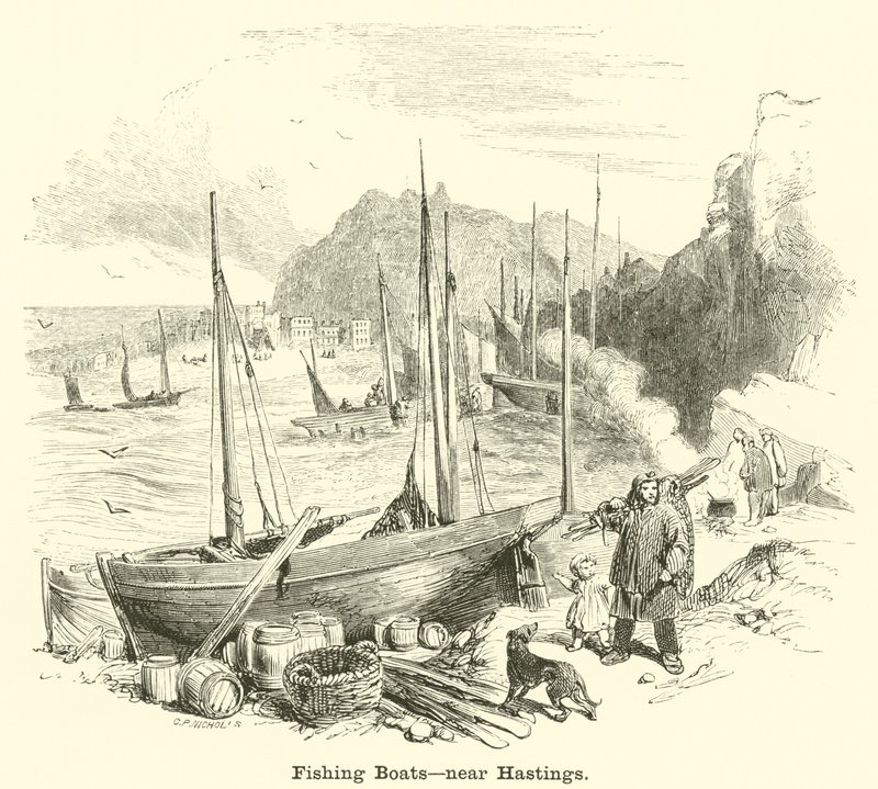 Fiskebåter, nær Hastings av English School
