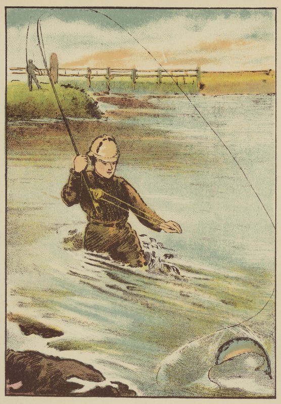 Fiske etter ørret (farget gravering) av English School