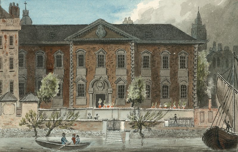 Fishmongers Hall, Upper Thames Street, London (wc på papir) av English School