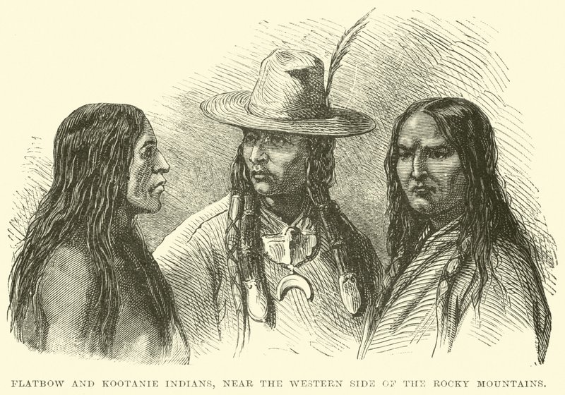 Flatbow- og Kootanie-indianere, nær den vestlige siden av Rocky Mountains av English School