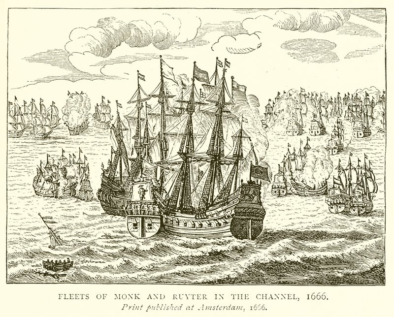Fleets of Monk and Ruyter in the Channel, 1666 av English School
