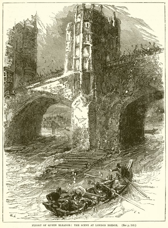 Flight of Queen Eleanor: Scene ved London Bridge av English School