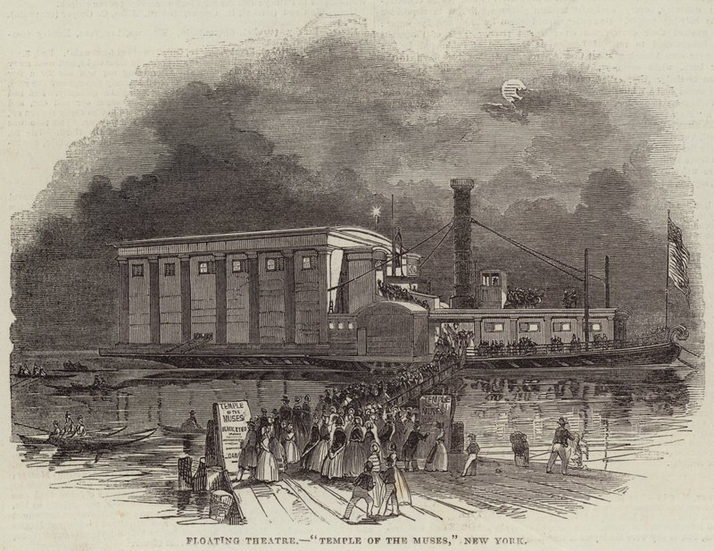 Floating Theatre, "Temple of the Muses," New York (gravering) av English School