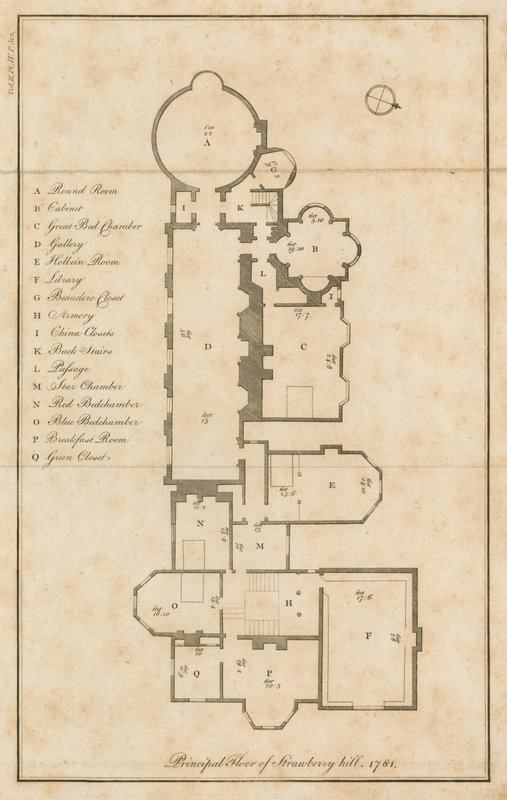 Planløsning for hovedetasjen, Strawberry Hill, London av English School