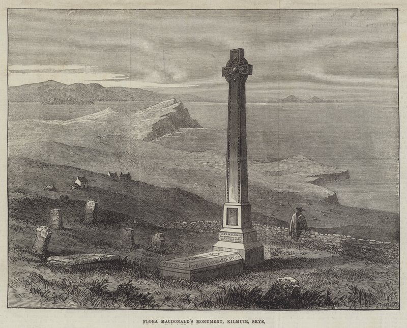 Flora MacDonalds monument, Kilmuir, Skye (gravering) av English School