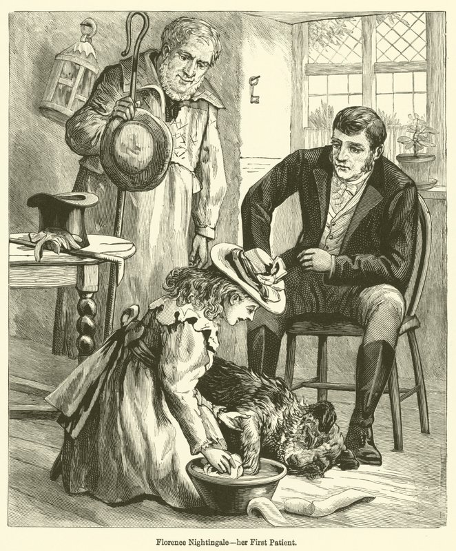 Florence Nightingale, hennes første pasient (gravering) av English School