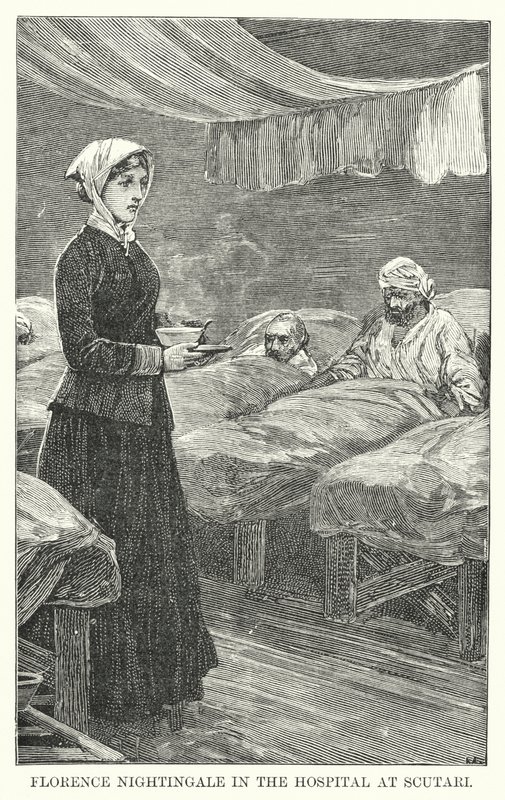 Florence Nightingale på sykehuset i Scutari (gravering) av English School