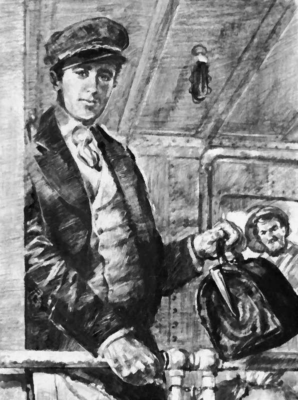 I årevis seilte Joseph Conrad rundt verdenshavene i den britiske handelstjenesten (litho) av English School