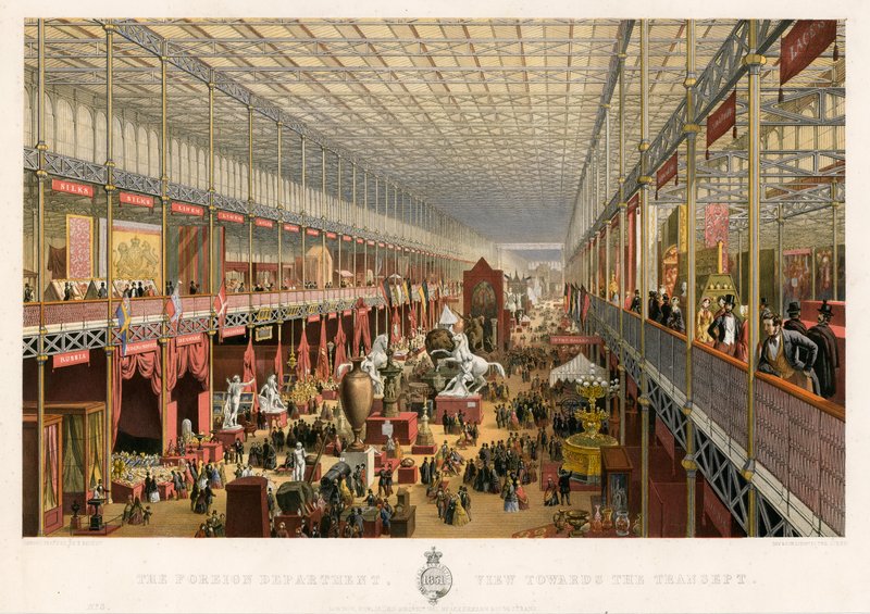 Utenriksdepartementet, utsikt mot transeptet, Great Exhibition, 1851 av English School