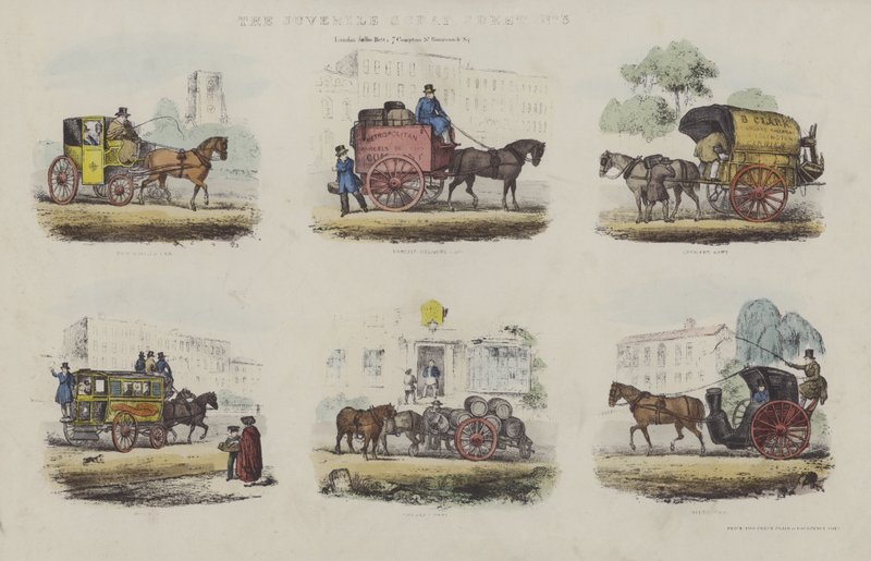 Transportformer i London fra midten av 1800-tallet (akvatint) av English School