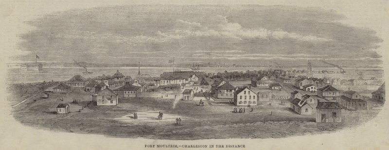 Fort Moultrie, Charleston i det fjerne (gravering) av English School