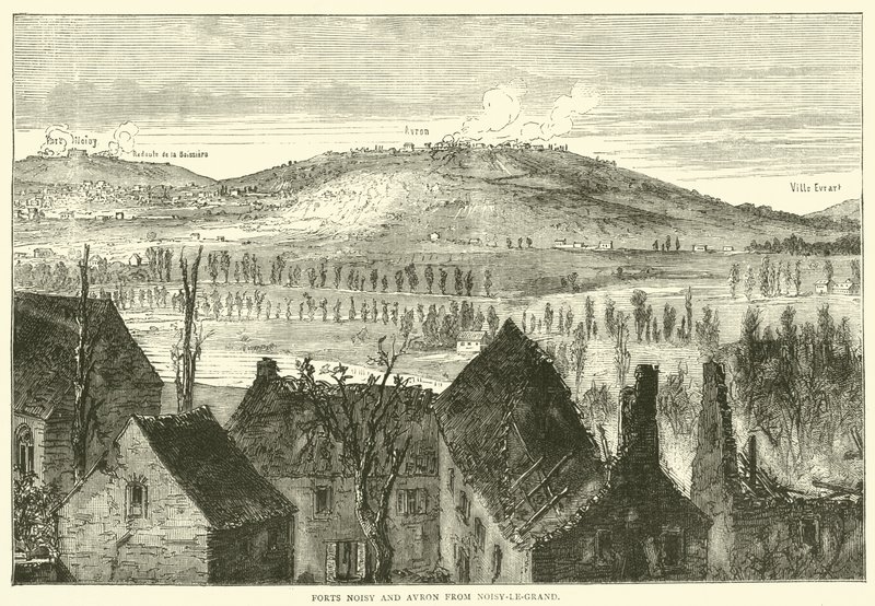 Fortene Noisy og Avron fra Noisy-le-Grand, januar 1871 av English School