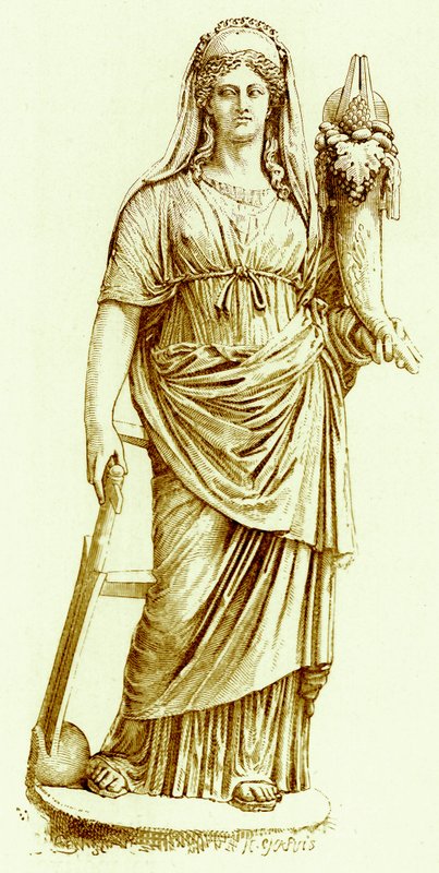 Fortuna, statue i Vatikanet, illustrasjon fra History of Rome av Victor Duruy, utgitt 1884 (digitalt forbedret bilde) av English School