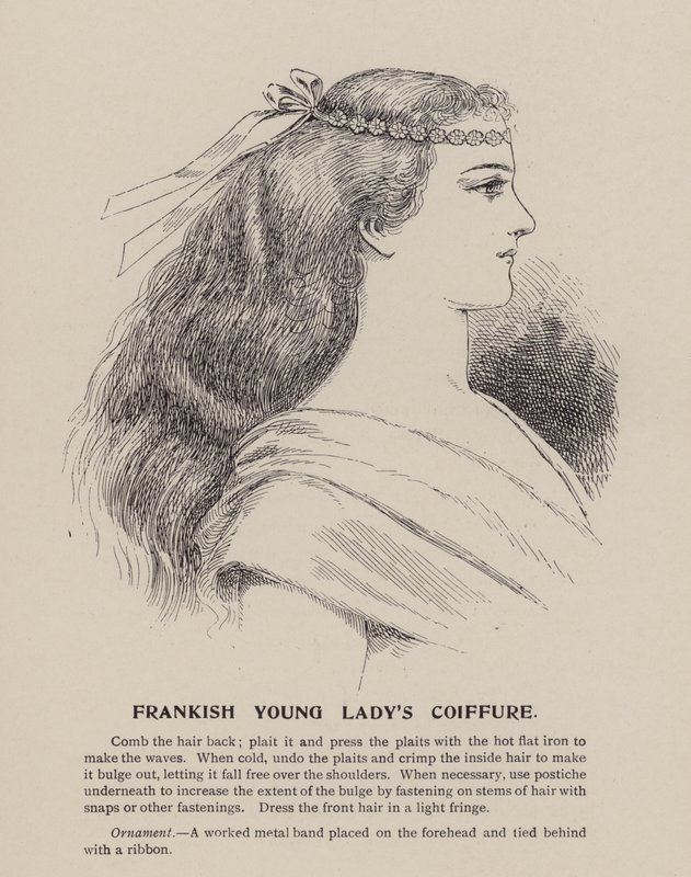 Frankisk ung dames frisyre (gravering) av English School