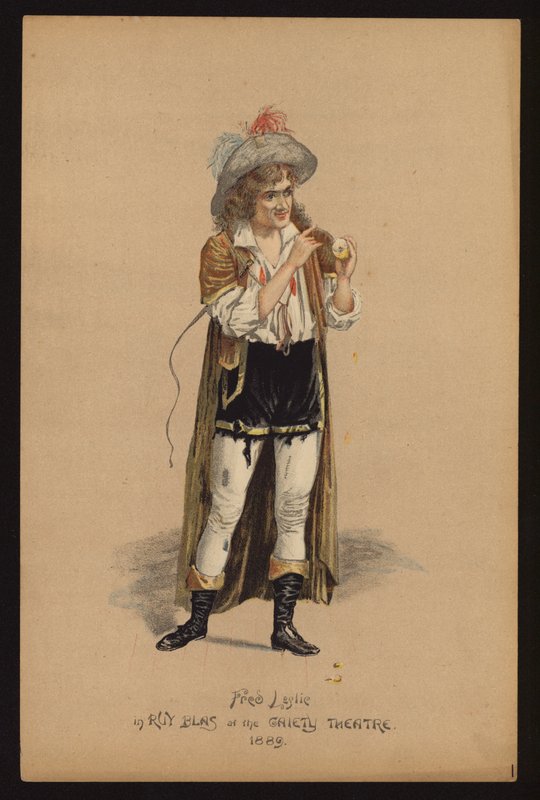Fred Leslie , engelsk skuespiller og sanger (farge litho) av English School