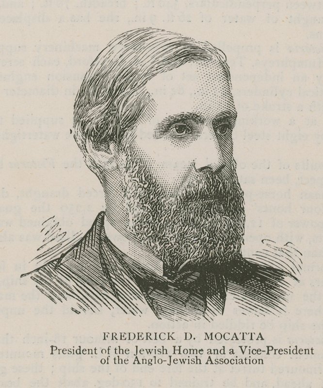 Frederick D Mocatta, president for det jødiske hjemmet og en visepresident i Anglo-Jewish Association av English School