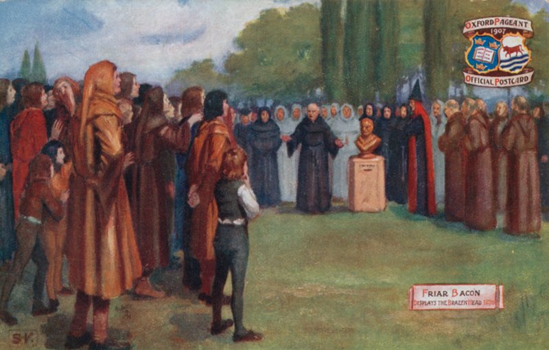 Friar Bacon viser frem The Brazen Head, 1270 av English School