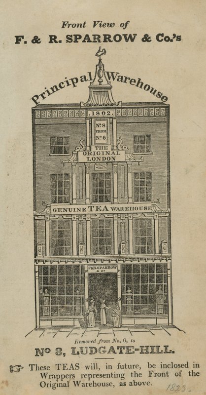Forfra av Fred & Robert Sparrow & Cos lager i Ludgate Hill av English School