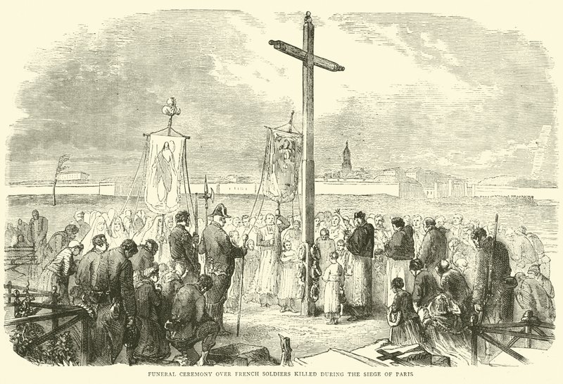 Begravelsesseremoni over franske soldater drept under beleiringen av Paris, oktober 1870 av English School