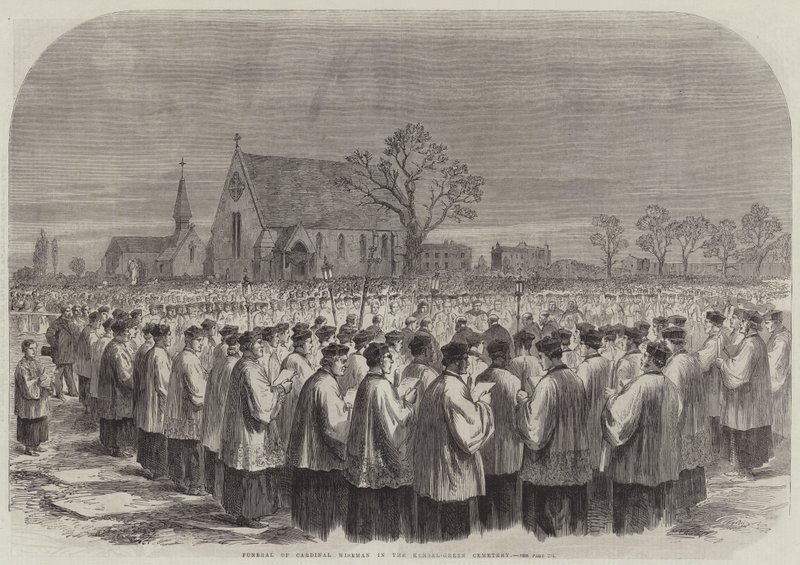 Begravelse til kardinal Wiseman på Kensal-Green Cemetery (gravering) av English School