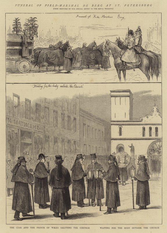 Begravelse til feltmarskalk de Berg i St Petersburg (gravering) av English School