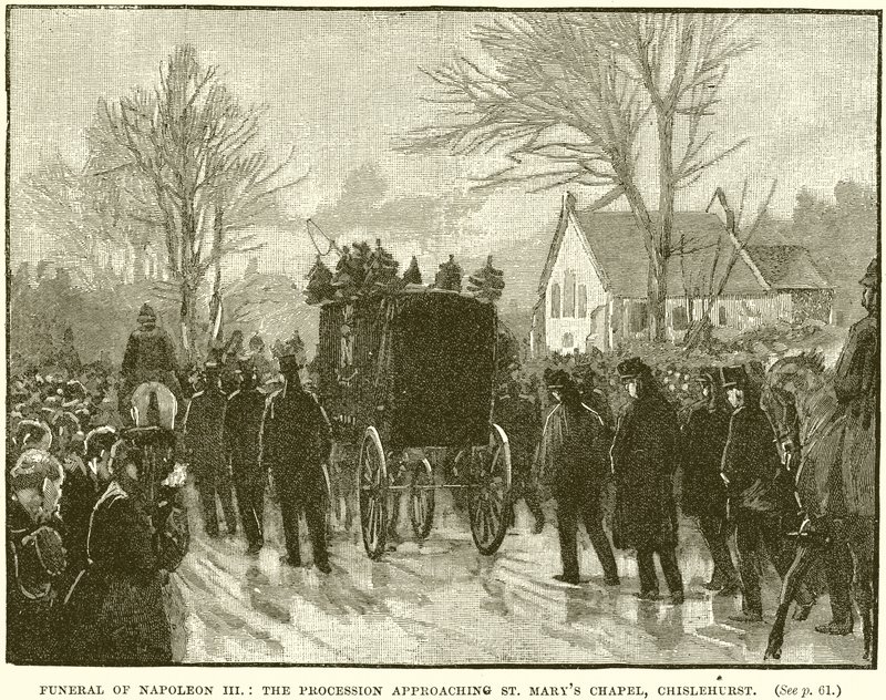 Begravelse av Napoleon III: Prosesjonen nærmer seg St. Marys kapell, Chislehurst av English School